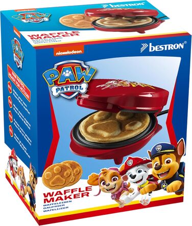 Вафельниця Paw Patrol, міні-вафельниця для дітей, офіційна ліцензія, діаметр 10 см, червона, для дня народження, Великодня та Різдва