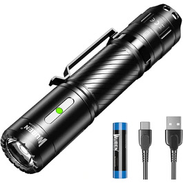 Ліхтарик WUBEN C3 LED, надяскравий, USB-C, 1200 люмен, IP68, 6 режимів, тактичний, компактний, водонепроникний, для кемпінгу, туризму, надзвичайних ситуацій, чорний