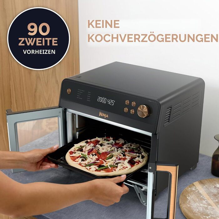 Мультипіч Ninja French Door Premier Air Fry Oven 10-в-1, 20.3 л, з кошиком для фритюрниці 5 л та аксесуарами, чорна, FO101BK