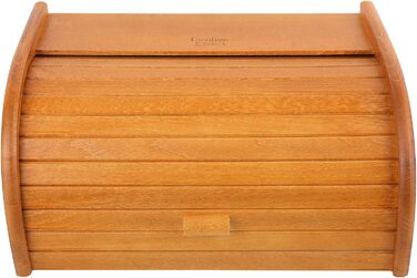 Дерев'яна хлібниця Creative Home Erle з роликовою кришкою, 38x28,5x17,5 см, натуральна, для хліба, булочок та випічки, стильна хлібна скриня для кухні
