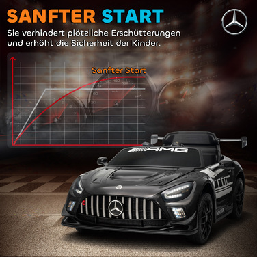 Електромобіль Mercedes-Benz для дітей, 12V, з LED-підсвіткою, музикою, звуком клаксона, для дітей віком 3-8 років, чорного кольору