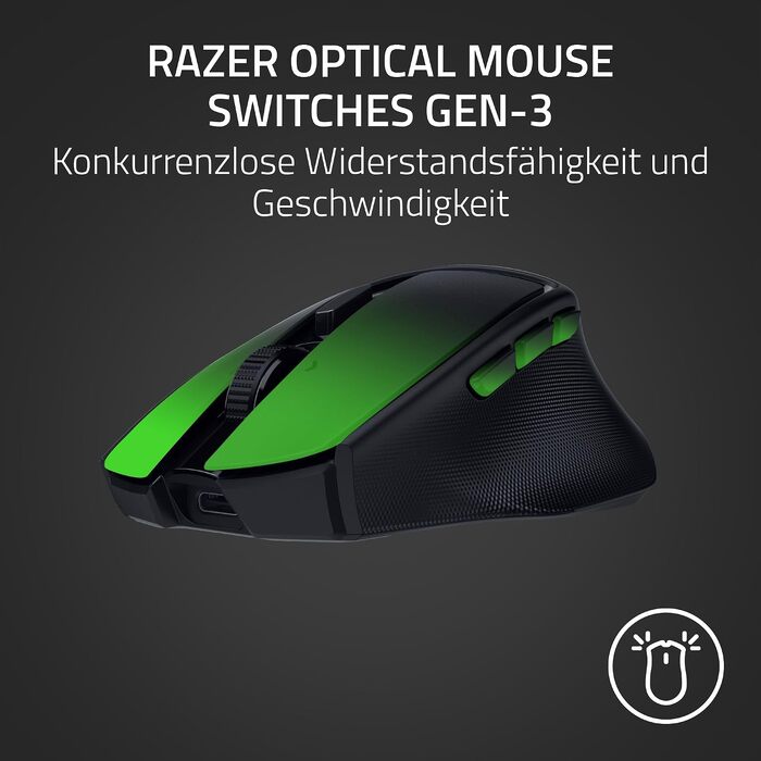 Бездротова ігрова миша Razer Basilisk Mobile AI Prompt Master, сенсор Focus X 18K, три режими підключення, перемикачі Gen-3, чорна