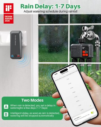 Розумний таймер поливу Johgee WiFi 3 виходи, 300м RF, сумісний з Alexa та Smart Life для саду та газону