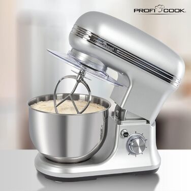 Міксер ProfiCook PC-KM 1222 W з чашею 5 л, вагами та спеціальним редуктором, 1200 Вт, 8 швидкостей, нержавіюча сталь