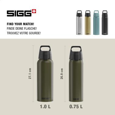 Алюмінова спортивна пляшка для води SIGG WMB ONE, герметична, підходить для газованих напоїв, BPA-free, Roasted Green, 0.75 л
