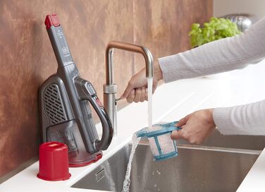 Пилосос ручний акумуляторний BLACK+DECKER Lithium Dustbuster BHHV315J, 12 В, 20 AW, циклонний, безмішковий, з висувною щілинною насадкою, титан/червоний, 500 мл