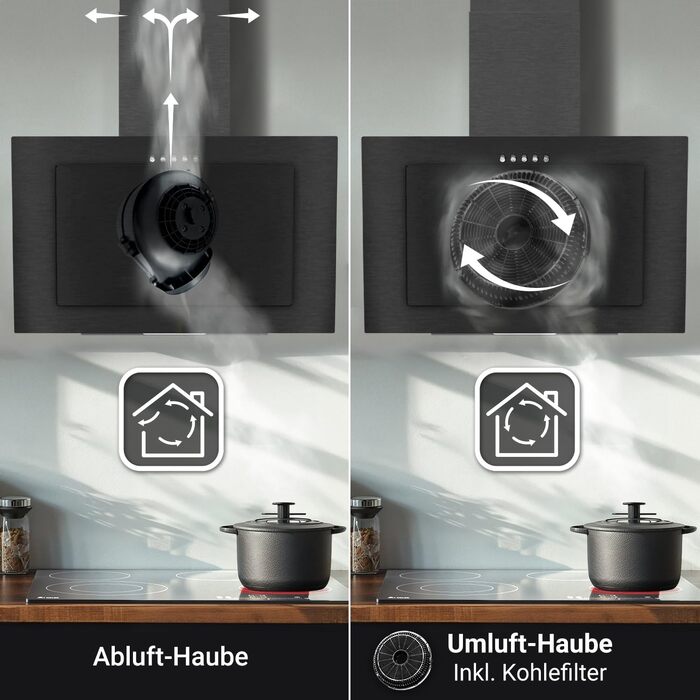 Витяжка кухонна KKT KOLBE VTH6004S 60 см, чорна сталь, LED-підсвітка, режим рециркуляції та відводу, клас A+++