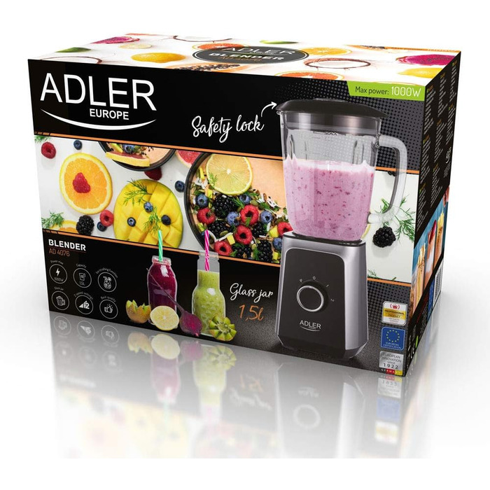Скляний електричний міксер Adler AD 4076, 1,5 л