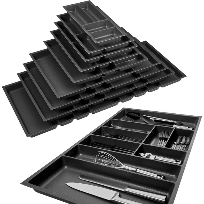 Вставка для столових приборів Orga-Box 2, антрацит, з текстурою Canvas, 461x509 мм, для шухляди Nobilia 60 см до 07/2012