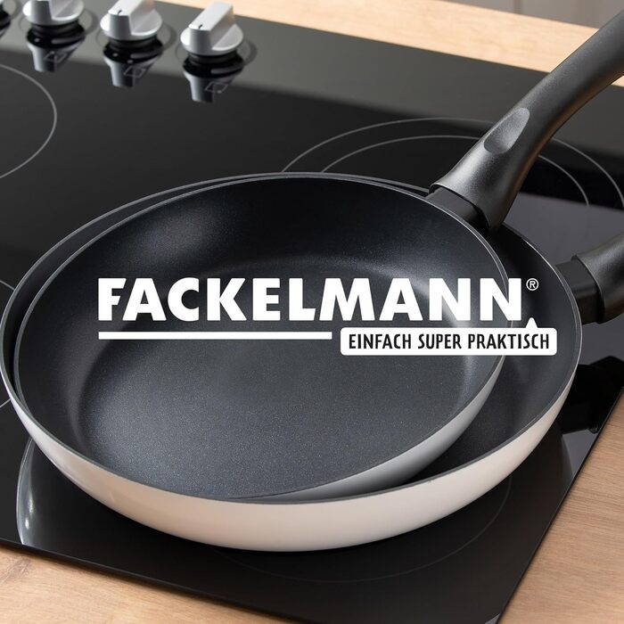 Набір сковорідок Fackelmann Arcadalina, 2 шт., діаметр 24 та 28 см, з переробленого алюмінію з керамічним покриттям, ергономічні ручки, підходить для індукційних плит, термостійкість +150 °C