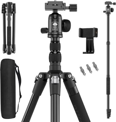 SIRUI APT-02 штатив-монопод 2-в-1, 200 см, 360° кульова голівка, до 10 кг, для DSLR, бездзеркальних камер і смартфонів, з тримачем для телефону