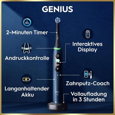 Електрична зубна щітка Oral-B iO Series 9, Sapphire Blue (чорний/синій), магнітний привод, преміум-якість