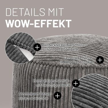 Lumaland Gaming Sitzsack XXL Cord: Крісло-мішок для геймерів, темно-синій, 135x100 см. Комфортний Bean Bag для підлітків та дорослих