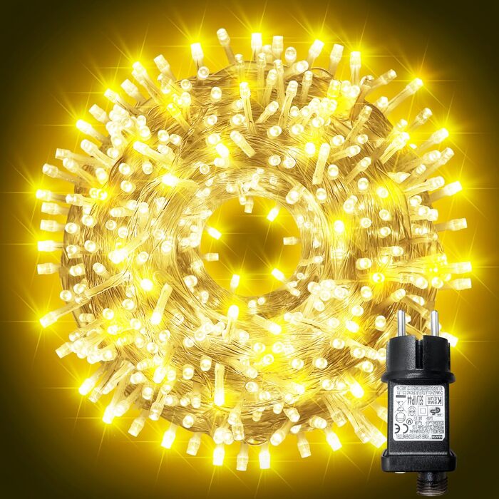 Світлодіодна гірлянда для вулиці 35м, 300 LED вогників для новорічної ялинки, теплий білий колір