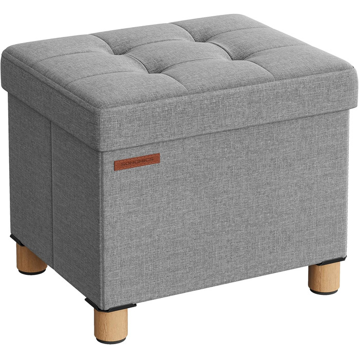 Складаний пуф SONGMICS з місцем для зберігання, тауп, 38x38 см, до 300 кг, для вітальні, спальні, гуртожитку