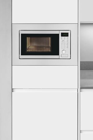 Вбудована мікрохвильова піч Exquisit EMW 20.1G, 20 л, 800 Вт, гриль 1000 Вт, інокс, таймер, 5 режимів, 8 автопрограм, підсвітка, 24,5 см тарілка