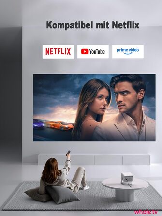 Смарт-проектор VISSPL 4K Home Cinema, 1000 ANSI люмен, WiFi 6, Bluetooth, Autofokus, Trapezoidна корекція, Full HD 1080P для дому та вулиці, Білий