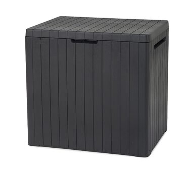 Ящик для зберігання Keter City Box 113л, темно-сірий, з ефектом дерева, 55x44x57.8 см - для балкону та малих площ