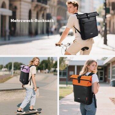Водонепроникний рюкзак для ноутбука Rolltop 18-25Л, помаранчевий (30x13x48 см)
