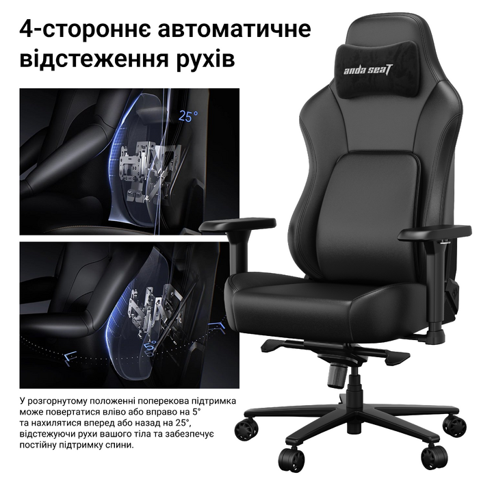 Крісло геймерське ігрове Anda Seat Phantom 4 Pro L до 100 кг Gray Fabric (AD18YSDC-72-G-F-G02)
