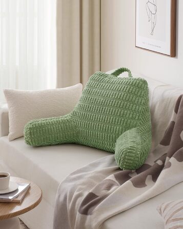 Подушка для читання Blissful Diary з піною Memory Foam для спини, для дорослих та дітей, для ліжка та дивана, з підлокітниками, кишенями, знімним чохлом, колір шавлії