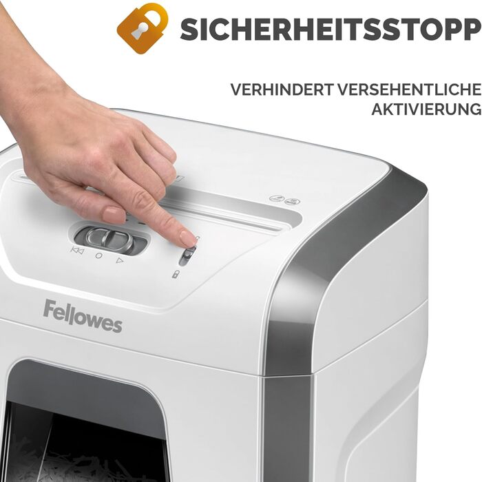 Шредер Fellowes Microcut P5: знищення 2000+ частинок/A4, 10 листів, Powershred 10M, для офісу/дому, 19л кошик, блокування