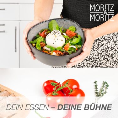 Набір посуду Moritz & Moritz ORGANIC на 6 осіб (18 предметів) - Елегантний набір тарілок з високоякісної кераміки (сірий)