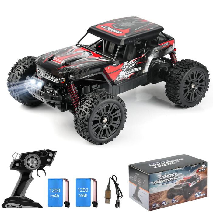Радіокерований позашляховик Monstertruck 2.4GHz, 25 км/год, червоний - DIY збірка, великий розмір, для дорослих та дітей
