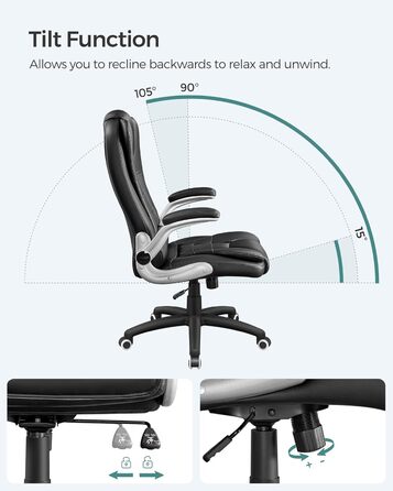 Офісний стілець SONGMICS Ergonomischer Bürostuhl, регульований, чорний, OBG21B, 52 x 53 x 122 см