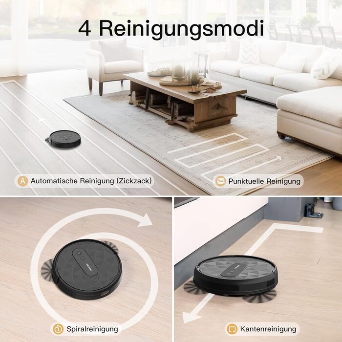 Робот-пилосос AIRROBO P20 з Wi-Fi, 2800 Па, для килимів, шерсті тварин та твердих підлог, автономна зарядка, 120 хв роботи