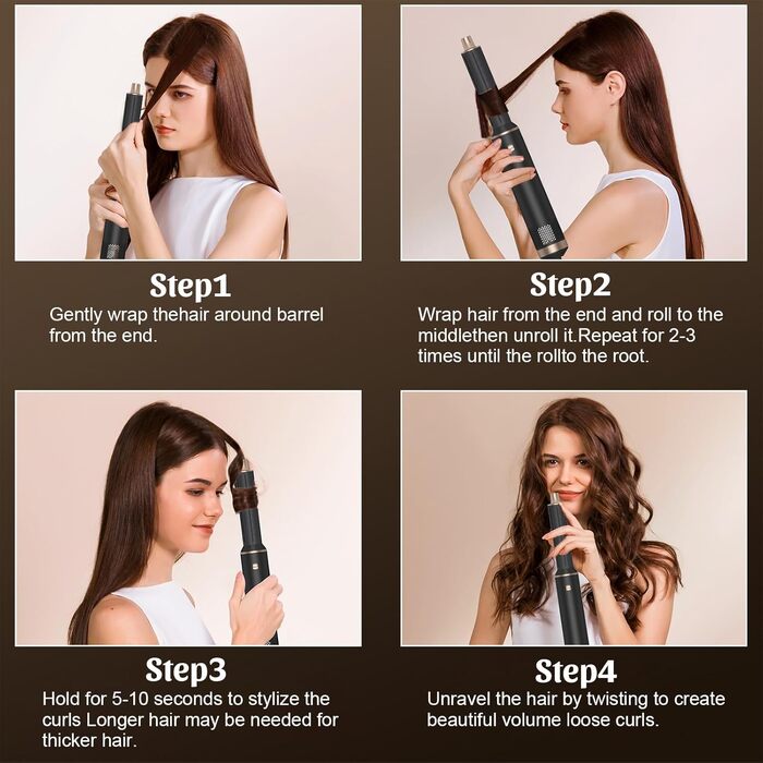 Hairstyler 5 в 1: Професійний набір для укладки волосся з автозавитками, феном, йонною щіткою, випрямлячем та щіткою для об'єму. Для всіх типів волосся.