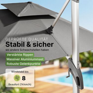 Підставка для парасольки Gartenzeit® чорна, мобільна, 84x84x21 см, витримує до 162 кг