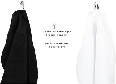 Комплект рушників Betz PREMIUM 10 шт., 100% бавовна, чорний і білий – 2 банних, 4 для рук, 2 гостьових, 2 рукавички для вмивання