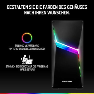 Корпус для ПК Spirit of Gamer Clone 4 RGB, прозора стінка із загартованого скла, для ігрового комп'ютера, середній Tower, сумісний з ATX/MATX/ITX, 2 адресовані вентилятори 120 мм у комплекті