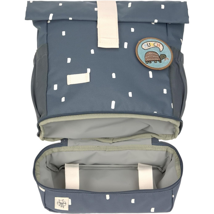 Дитячий рюкзак LÄSSIG Rolltop, водонепроникний, 11 л, темно-синій, з нагрудним ременем, Happy Prints
