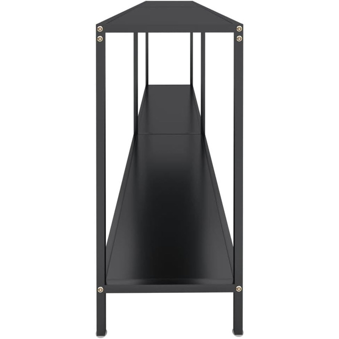 Консольний стіл vidaXL зі скла та сталі, чорний, 200x35x75,5 см – сучасний приставний стіл для коридору, вітальні, з гартованого скла