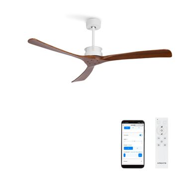 Вентилятор стельовий WINDLARGE XL з пультом, 152 см, 40W, DC-мотор, 6 швидкостей, Wi-Fi, білий/темне дерево