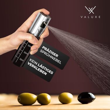 Набір розпилювачів для олії та оцту VALUXE (2 шт) зі скла з UV-захистом та фільтром, сталеві пляшки-спреї для оливкової олії з підставкою, 100 мл