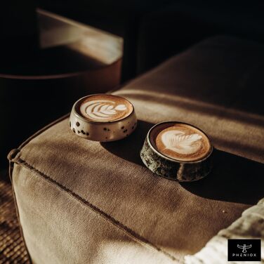 Набір керамічних чашок для капучино та лате Pheniox Barista, 2 шт по 180 мл, порцелянові чашки без ручки для Latte Art, сучасний дизайн, придатні для посудомийки