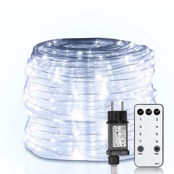 Світлодіодна LED стрічка-шланг 30м (300 LED), водонепроникна гірлянда з пультом, таймером та димером для вулиці та дому, холодний білий колір