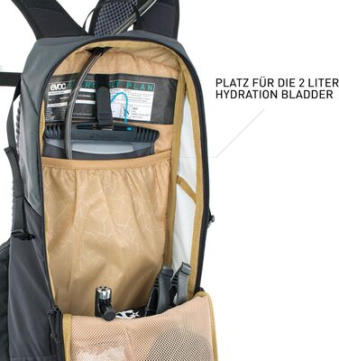 Велосипедний рюкзак EVOC RIDE 12 л з гідрацією, вентиляцією AIR-PAD, органайзером, сірий/чорний