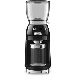 Кавомолка SMEG CGF11BLEU, конічне нержавіючо-сталеве жорно, 30 режимів помолу, контейнер 350 г, алюмінієвий корпус, 150 Вт, чорна