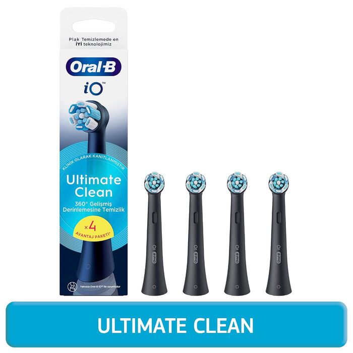 Смінні насадки для електричної зубної щітки Oral-B iO Ultimate Clean, CrissCross, для видалення нальоту, чорні, 4 шт.