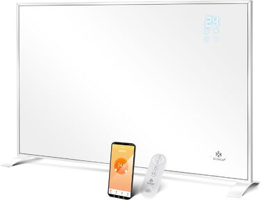 Енергоощадна інфрачервона електрообігрівач KESSER 540 Вт для підлоги та стіни з термостатом, пультом і керуванням через додаток, білий