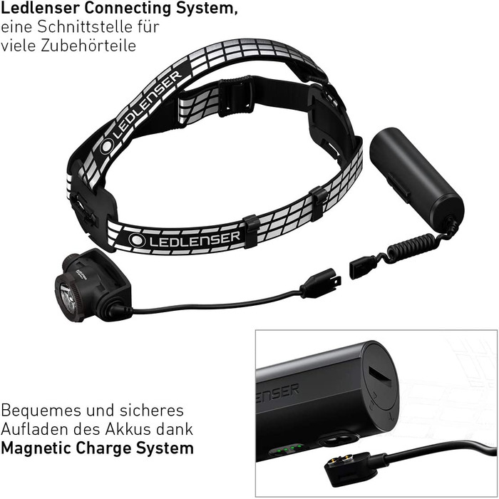 Налобний ліхтар Ledlenser H7R Signature, 1200 лм, LED, акумуляторний, водонепроникний IP67, фокусування, Bluetooth, USB-зарядка, для шолома, MTB, для туризму