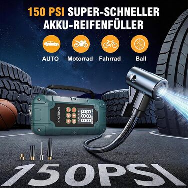 Пусковий пристрій (бустер) 7000A з компресором для автомобіля 12V, Powerbank, колір A-Зелений