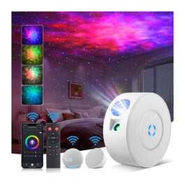 Проєктор зоряного неба Smart Sternenhimmel WiFi з пультом, додатком та голосовим керуванням, 16 млн кольорів, тихий (25 дБ), 4 кути нахилу - білий