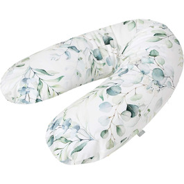 Гіпоалергенна подушка для годування та сну Rotho Babydesign Multi 190x35 см, безшумна, для вагітних і мам, машинне прання, дизайн Natural Leaves