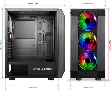 Ігровий корпус SPIRIT OF GAMER Rogue VI ATX/mATX/ITX з гартованим склом, 4 адресовані RGB LED вентилятори 120 мм, сумісний з Aura/MSI Mystic/ASROCK 3Pin