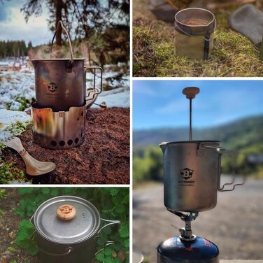 Титановий туристичний чайник-френч-прес Bestargot для кемпінгу та outdoor, 750 мл